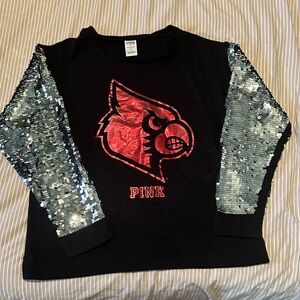Louisville Cardinals Victoria's Secret Black Sweatshirt with Sequin Sleeves